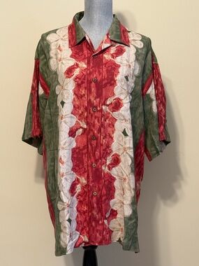 Jos A Bank Men's Tropical Button-Up Shirt in Red, Green & White XXL